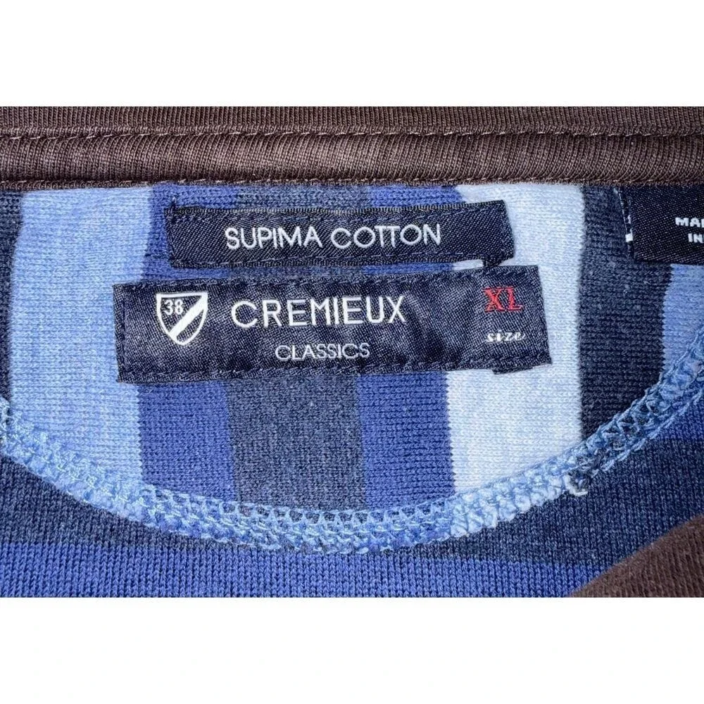 CREMIEUX Supima Cotton 1/4 Zip Pullover Sweater Multi Stripe XL‎